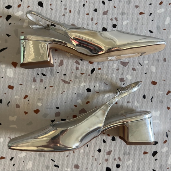 Sam Edelman Terra 50MM Patent Leather Slingback Pumps in Silver Size 8 - Picture 6 of 9